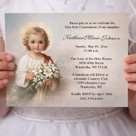 Invitación First Communion Child Jesus with Lilies