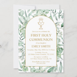 Invitación First Communion Eucalyptus leaves Invitation