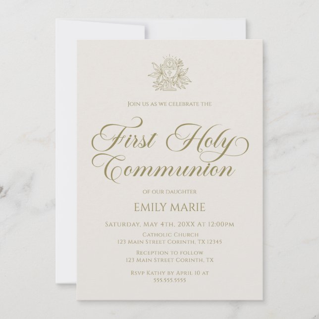 Invitación First Communion Marfil Invitation (Anverso)