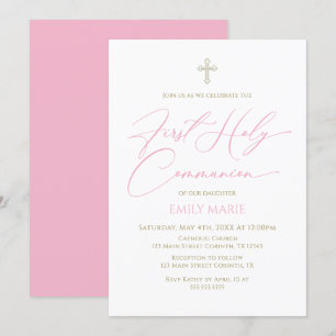 Invitación First Communion Pink Invitation