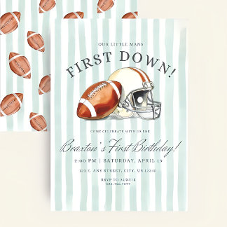 Invitación First Down Birthday Evite, Editable Football Invit