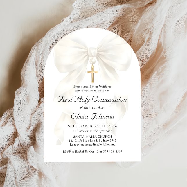 Invitación First Holy Communion Coquette Bow Girl Invitation (Subido por el creador)