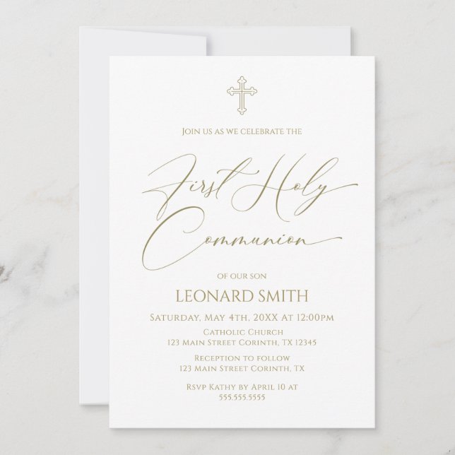 Invitación First Holy Communion gold Invitation (Anverso)
