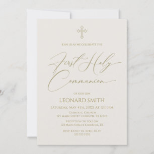 Invitación First Holy Communion gold marfil invitation