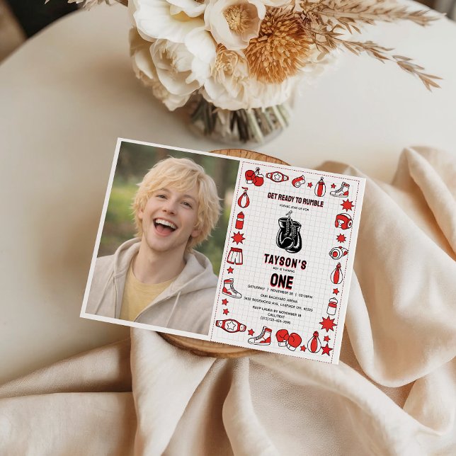 Invitación First Knockout Boxing 1st Birthday – Fun Kids Part (First Knockout Boxing 1st Birthday – Fun Kids Part Invitation
)