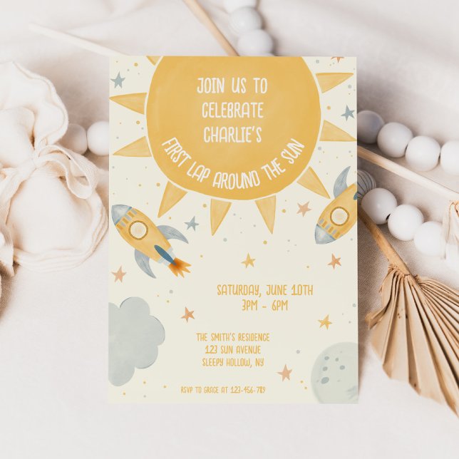 Invitación First Lap Around the Sun 1st Birthday  (Subido por el creador)