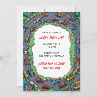 Invitación First Lap Boy's First Birthday Invitation 