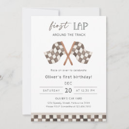 Invitación First Lap Racing 1st Birthday Party 