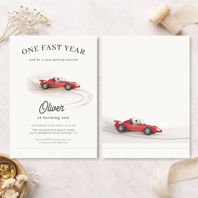 Invitación First Race Car 1st Year Birthday (Subido por el creador)