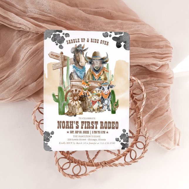 Invitación First Rodeo 1st Birthday Cute Animals Wild West (Subido por el creador)