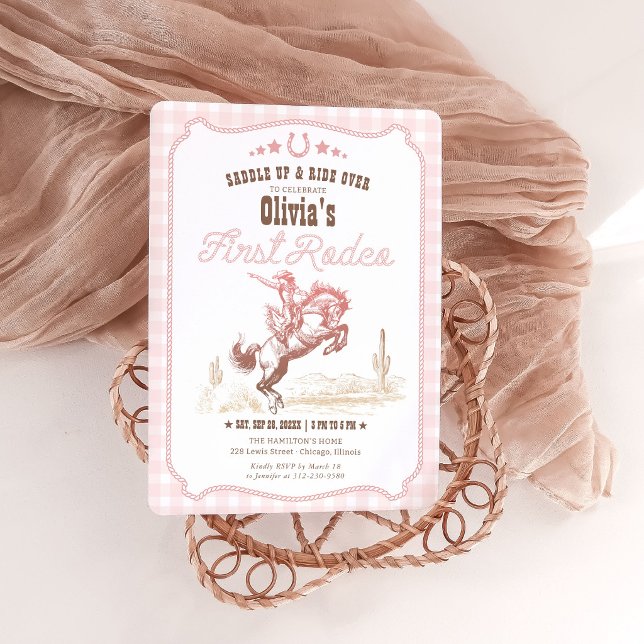 Invitación First Rodeo 1st Birthday Girl Western Cowgirl  (Subido por el creador)