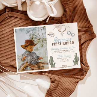 Invitación First Rodeo 1st Birthday Invitation with Photo