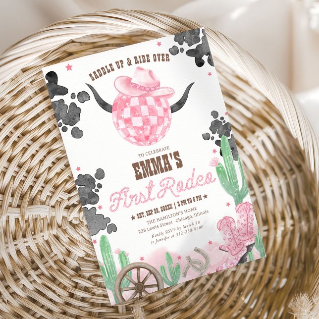 Invitación First Rodeo 1st Birthday Pink Boho Wild West (Subido por el creador)