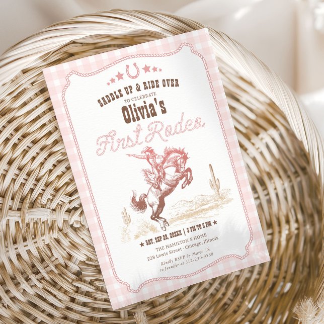 Invitación First Rodeo 1st Birthday Pink Western (Subido por el creador)