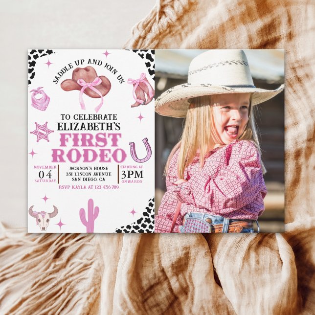 Invitación First Rodeo Birthday for Girls – Pink Western (Subido por el creador)