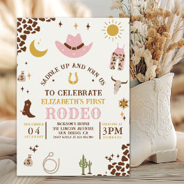 Invitación First Rodeo Birthday Girl, Fun Cowgirl Birthday
