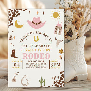 Invitación First Rodeo Birthday Girl, Fun Cowgirl Birthday