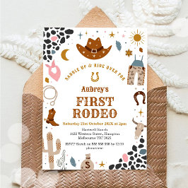 Invitación First Rodeo Cowbow Western 1st Birthday Invitation