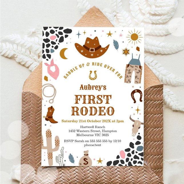 Invitación First Rodeo Cowbow Western 1st Birthday Invitation (Subido por el creador)