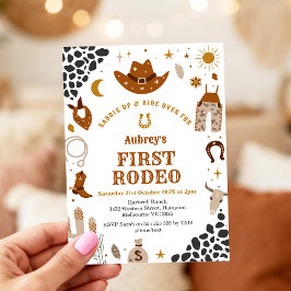 Invitación First Rodeo Cowbow Western 1st Birthday Invitation
