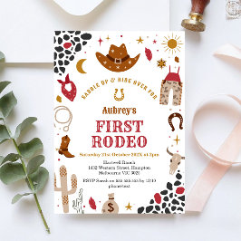 Invitación First Rodeo Cowbow Western 1st Birthday Invitation