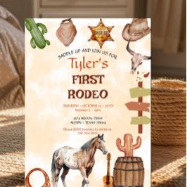 Invitación First Rodeo Cowboy Wild West Western Boy Birthday