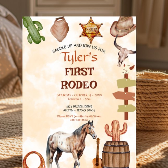Invitación First Rodeo Cowboy Wild West Western Boy Birthday (Subido por el creador)