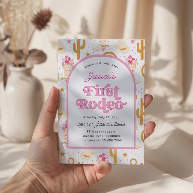 Invitación First Rodeo Cowgirl Pink 1st Birthday Party (Subido por el creador)