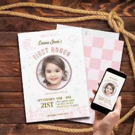Invitación First Rodeo Pink Cowgirl First Birthday