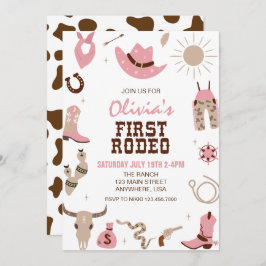 Invitación First Rodeo Pink Western 1st Birthday