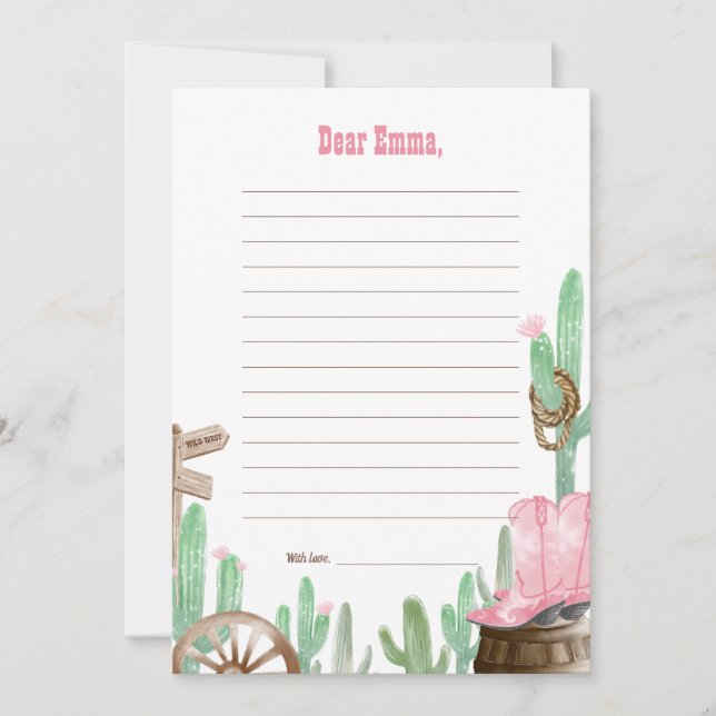 Invitación First Rodeo Pink Wild West Time Capsule Cards (Anverso)