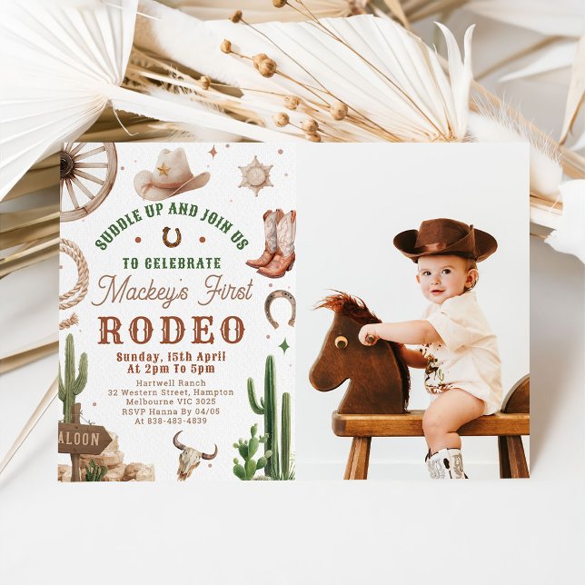 Invitación First Rodeo Western Cowboy 1st Birthday Invitation (Subido por el creador)