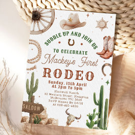 Invitación First Rodeo Western Cowboy 1st Birthday Invitation