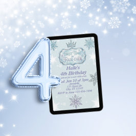 Invitación First Time Four-Ever Snowflake Birthday Invitation