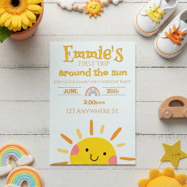 Invitación first trip around the sun birthday invitation
