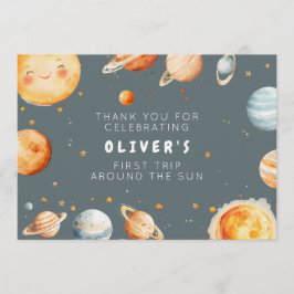 Invitación First Trip Around the Sun Birthday Thank You Card
