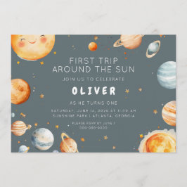 Invitación First Trip Around the Sun First Birthday 