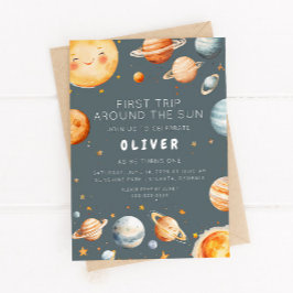 Invitación First Trip Around the Sun First Birthday 