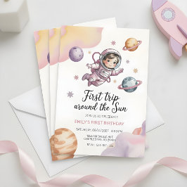 Invitación First Trip Around the Sun Girl Pink Birthday