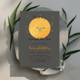 Invitación First Trip Around The Sun Paper Airplane Birthday
