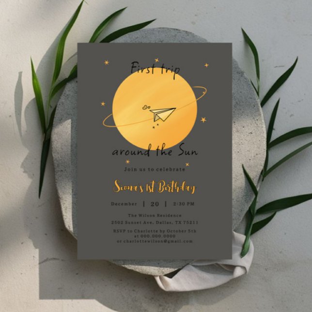 Invitación First Trip Around The Sun Paper Airplane Birthday (Subido por el creador)