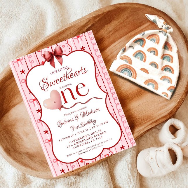 Invitación First Twin  Birthday valentine baby birthday party (Subido por el creador)