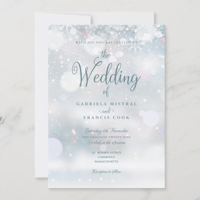Invitación First Winter Snowflakes QR Code Wedding (Anverso)