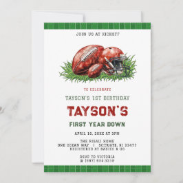 Invitación First Year Down Football 1st Birthday Party