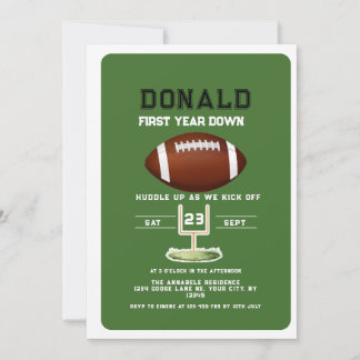 Invitación First Year Down Football sport 1st birthday