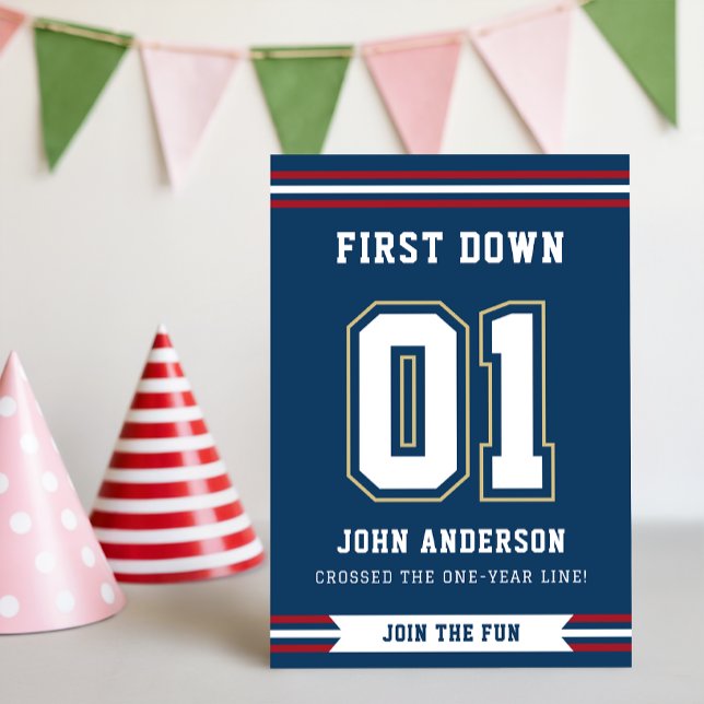 Invitación First Year Down Football Sports 1st Birthday Party (Subido por el creador)
