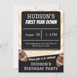 Invitación First Year Down Football Sports Boys 1st Birthday