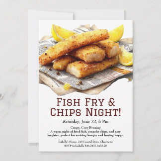 Invitación Fish Fry & Chips – Casual Seafood Party Invitation