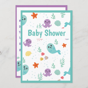 Invitación Fish Octopus Whales Ocean Baby Shower