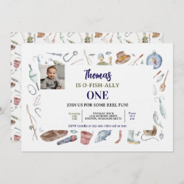 Invitación Fishing 1st Birthday Invitation | O-Fish-Ally One 